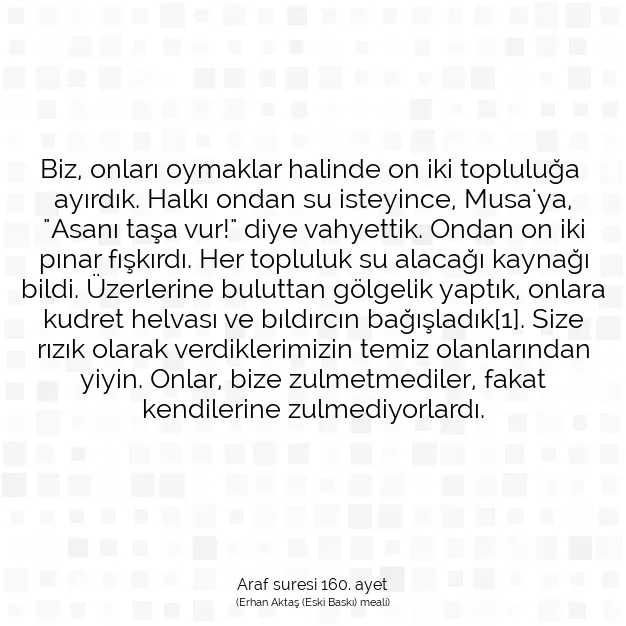 Ayetbul | Kuran Mealleri | Quran | Araf suresi 160. ayet