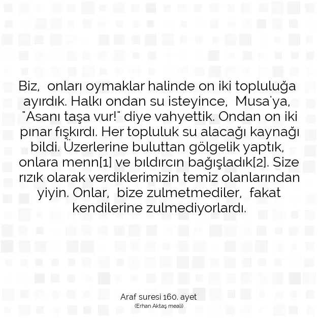 Ayetbul | Kuran Mealleri | Quran | Araf suresi 160. ayet