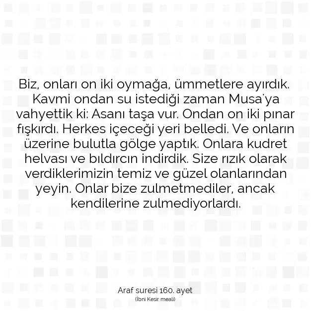 Ayetbul | Kuran Mealleri | Quran | Araf suresi 160. ayet