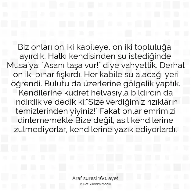 Ayetbul | Kuran Mealleri | Quran | Araf suresi 160. ayet