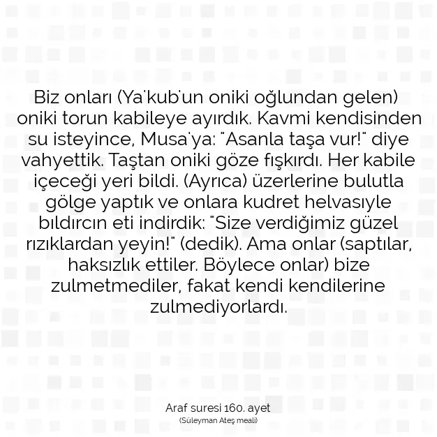 Ayetbul | Kuran Mealleri | Quran | Araf suresi 160. ayet