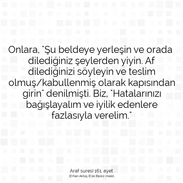 Ayetbul | Kuran Mealleri | Quran | Araf suresi 161. ayet