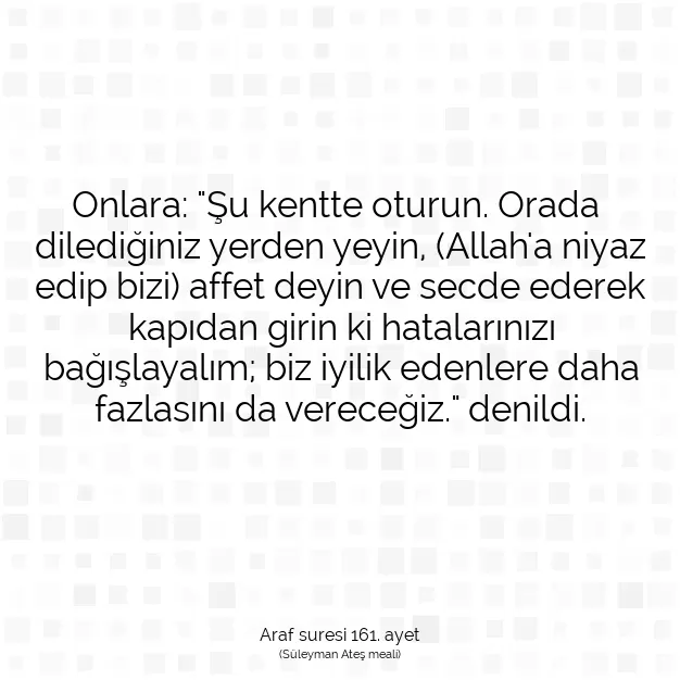 Ayetbul | Kuran Mealleri | Quran | Araf suresi 161. ayet