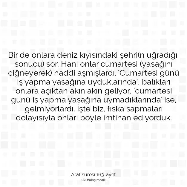 Ayetbul | Kuran Mealleri | Quran | Araf suresi 163. ayet