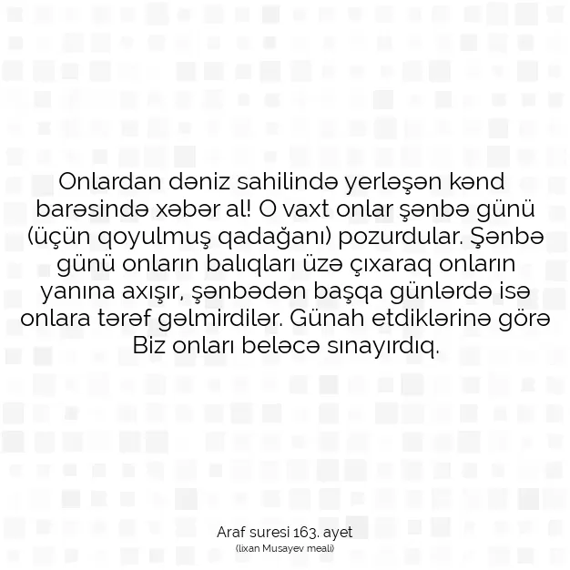 Ayetbul | Kuran Mealleri | Quran | Araf suresi 163. ayet