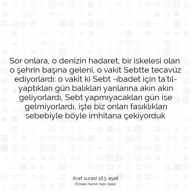 Ayetbul | Kuran Mealleri | Quran | Araf suresi 163. ayet