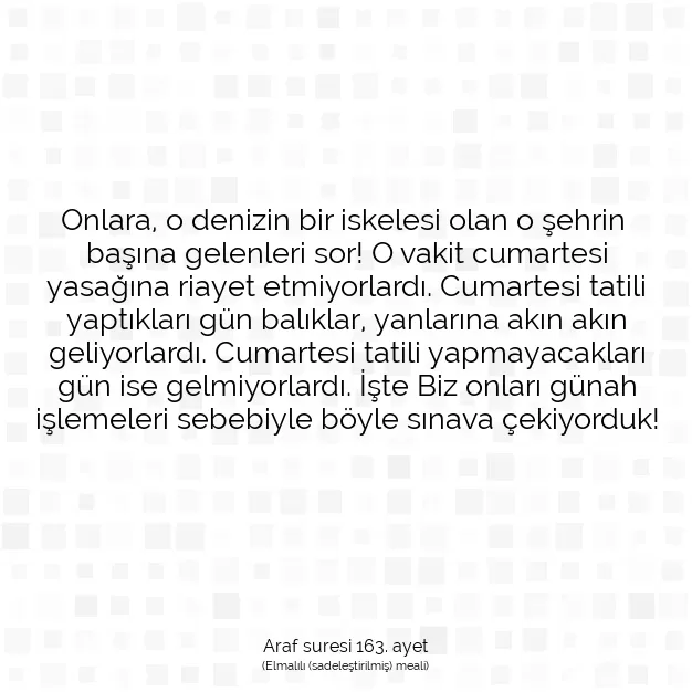 Ayetbul | Kuran Mealleri | Quran | Araf suresi 163. ayet