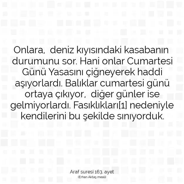 Ayetbul | Kuran Mealleri | Quran | Araf suresi 163. ayet