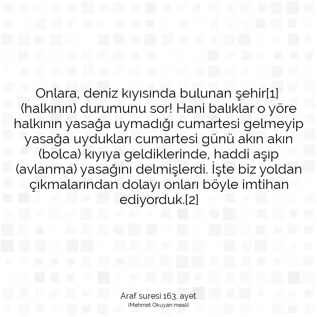 Ayetbul | Kuran Mealleri | Quran | Araf suresi 163. ayet