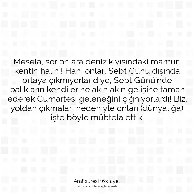 Ayetbul | Kuran Mealleri | Quran | Araf suresi 163. ayet