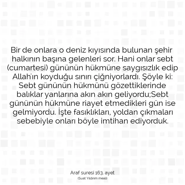 Ayetbul | Kuran Mealleri | Quran | Araf suresi 163. ayet