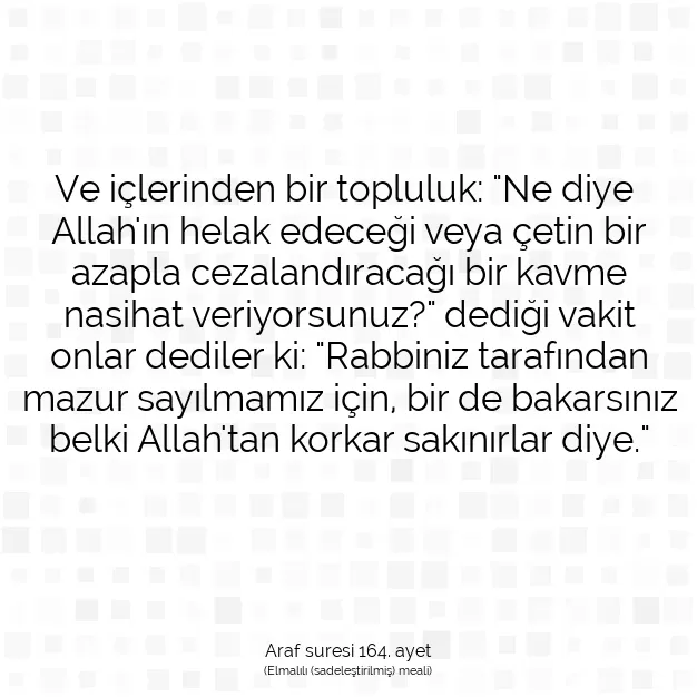 Ayetbul | Kuran Mealleri | Quran | Araf suresi 164. ayet