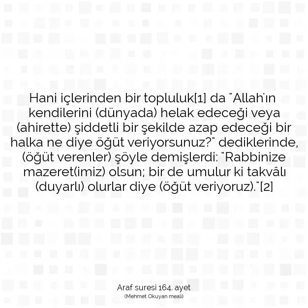 Ayetbul | Kuran Mealleri | Quran | Araf suresi 164. ayet