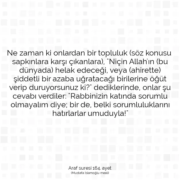 Ayetbul | Kuran Mealleri | Quran | Araf suresi 164. ayet