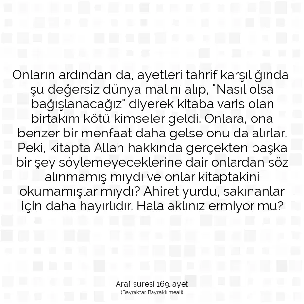 Ayetbul | Kuran Mealleri | Quran | Araf suresi 169. ayet