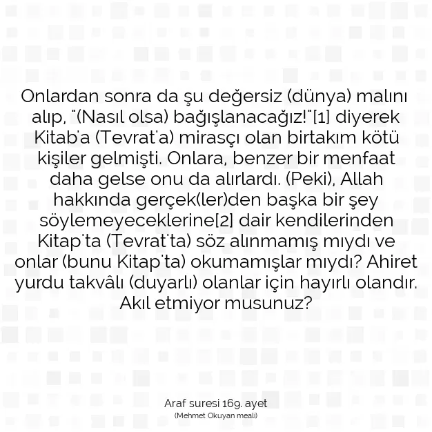 Ayetbul | Kuran Mealleri | Quran | Araf suresi 169. ayet