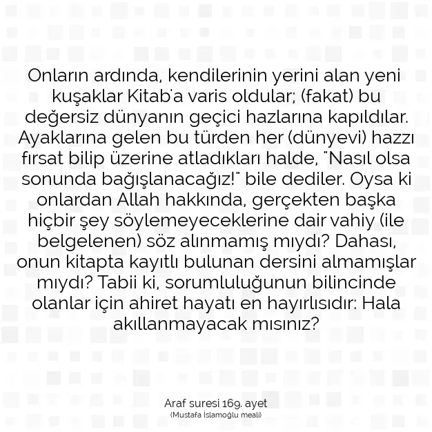 Ayetbul | Kuran Mealleri | Quran | Araf suresi 169. ayet