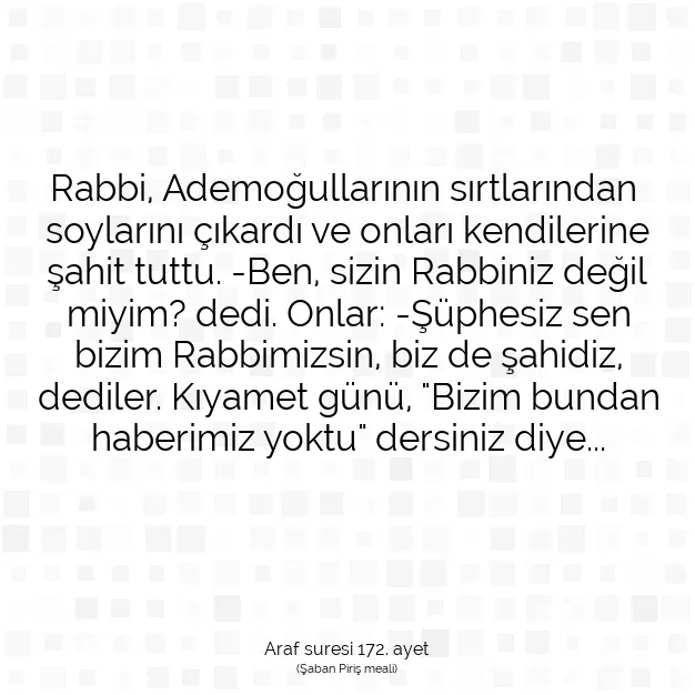 Ayetbul | Kuran Mealleri | Quran | Araf suresi 172. ayet