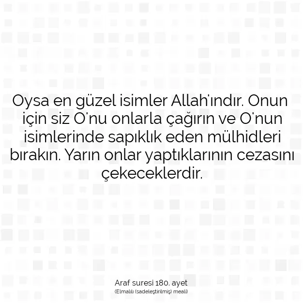 Ayetbul | Kuran Mealleri | Quran | Araf suresi 180. ayet