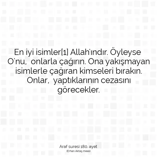 Ayetbul | Kuran Mealleri | Quran | Araf suresi 180. ayet