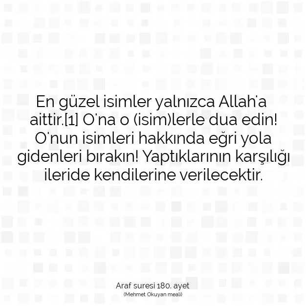 Ayetbul | Kuran Mealleri | Quran | Araf suresi 180. ayet