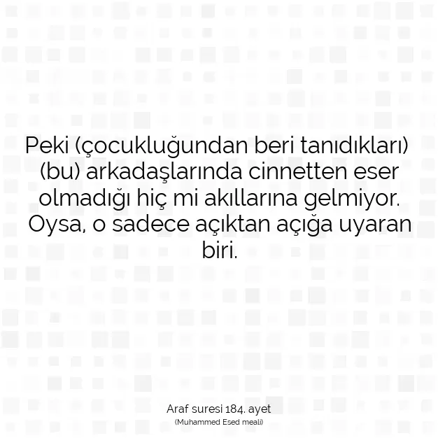 Ayetbul | Kuran Mealleri | Quran | Araf suresi 184. ayet