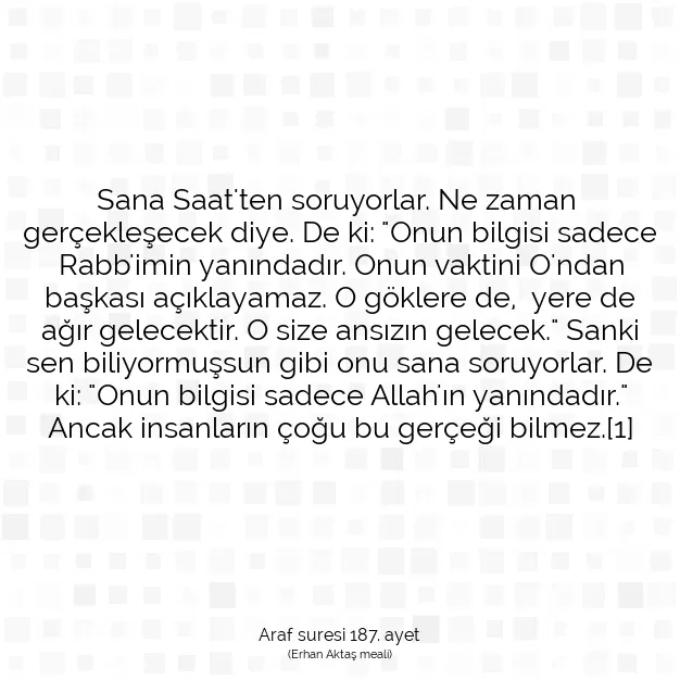 Ayetbul | Kuran Mealleri | Quran | Araf suresi 187. ayet