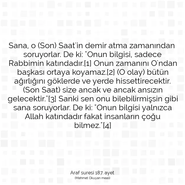 Ayetbul | Kuran Mealleri | Quran | Araf suresi 187. ayet