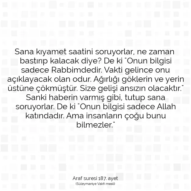 Ayetbul | Kuran Mealleri | Quran | Araf suresi 187. ayet