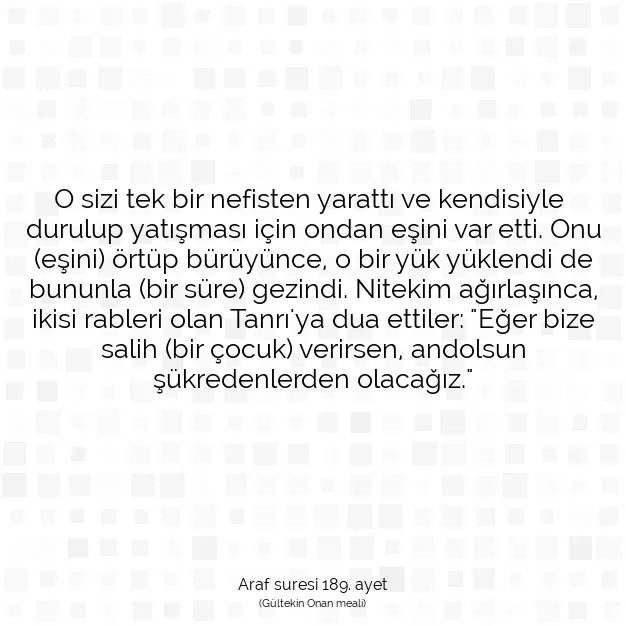 Ayetbul | Kuran Mealleri | Quran | Araf suresi 189. ayet