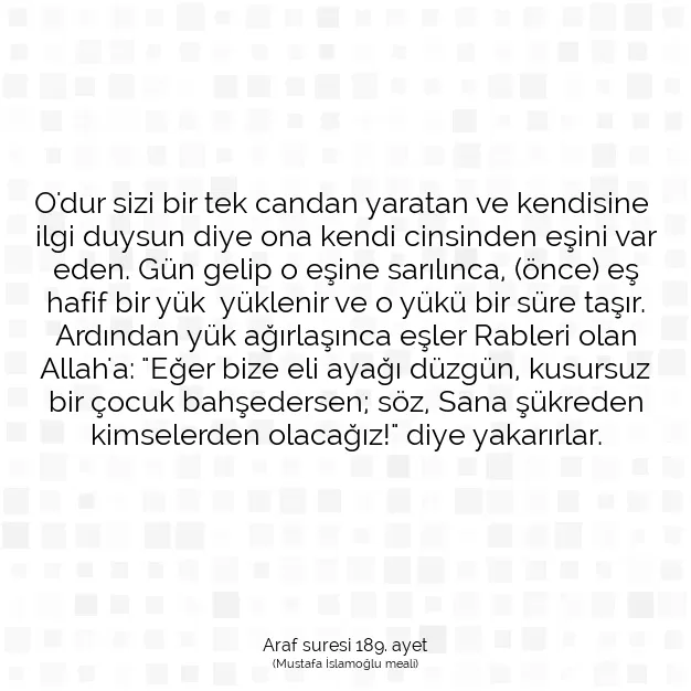 Ayetbul | Kuran Mealleri | Quran | Araf suresi 189. ayet