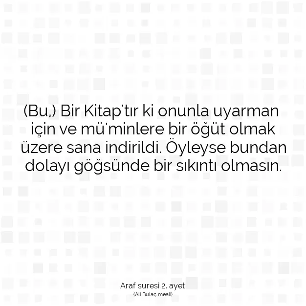 Ayetbul | Kuran Mealleri | Quran | Araf suresi 2. ayet