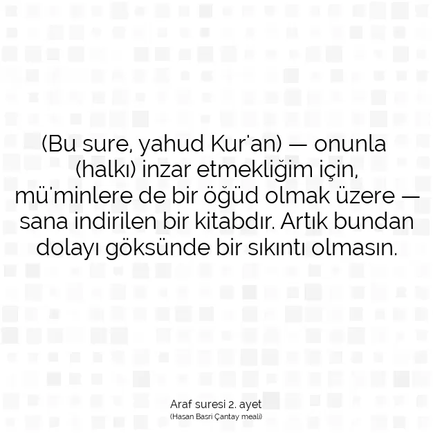 Ayetbul | Kuran Mealleri | Quran | Araf suresi 2. ayet