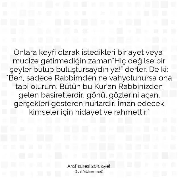 Ayetbul | Kuran Mealleri | Quran | Araf suresi 203. ayet