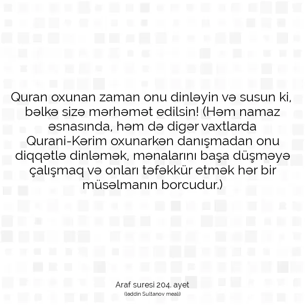 Ayetbul | Kuran Mealleri | Quran | Araf suresi 204. ayet