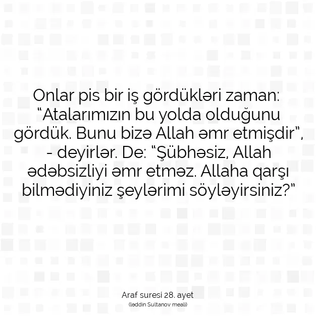 Ayetbul | Kuran Mealleri | Quran | Araf suresi 28. ayet