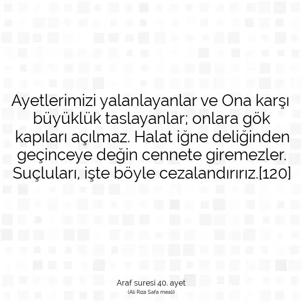 Ayetbul | Kuran Mealleri | Quran | Araf suresi 40. ayet