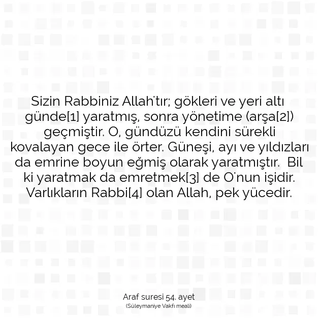 Ayetbul | Kuran Mealleri | Quran | Araf suresi 54. ayet