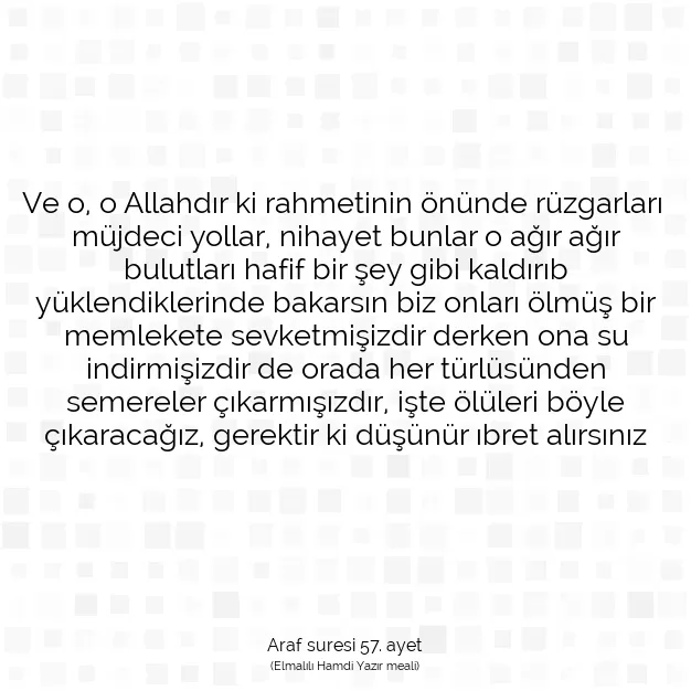 Ayetbul | Kuran Mealleri | Quran | Araf suresi 57. ayet