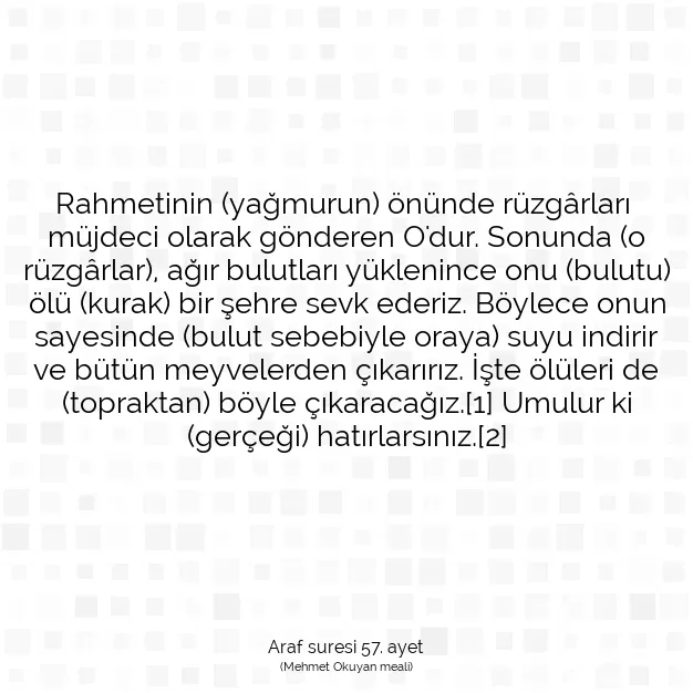 Ayetbul | Kuran Mealleri | Quran | Araf suresi 57. ayet