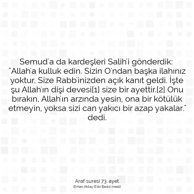 Ayetbul | Kuran Mealleri | Quran | Araf suresi 73. ayet