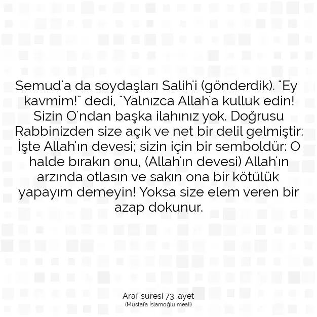 Ayetbul | Kuran Mealleri | Quran | Araf suresi 73. ayet