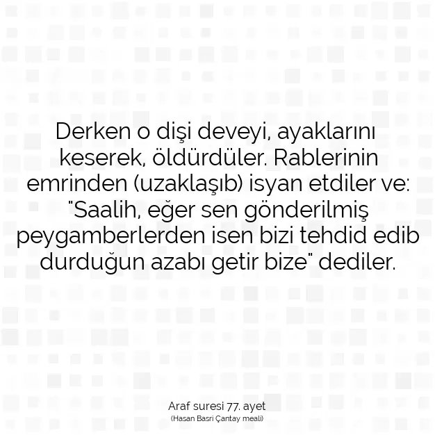 Ayetbul | Kuran Mealleri | Quran | Araf suresi 77. ayet