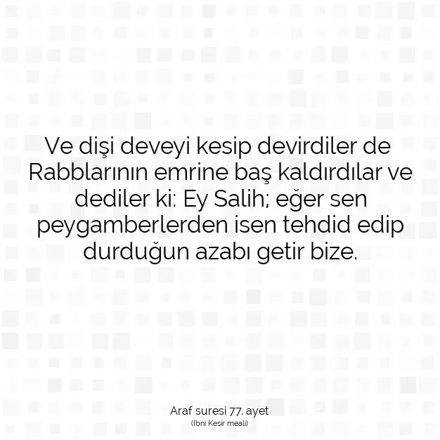 Ayetbul | Kuran Mealleri | Quran | Araf suresi 77. ayet