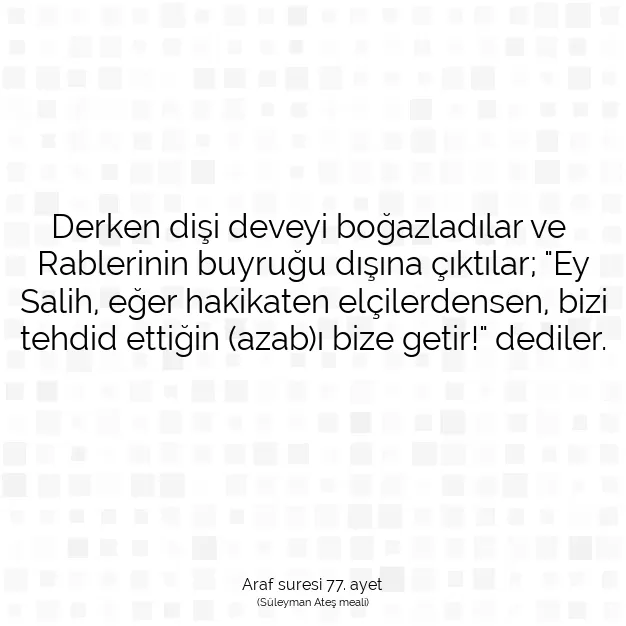 Ayetbul | Kuran Mealleri | Quran | Araf suresi 77. ayet