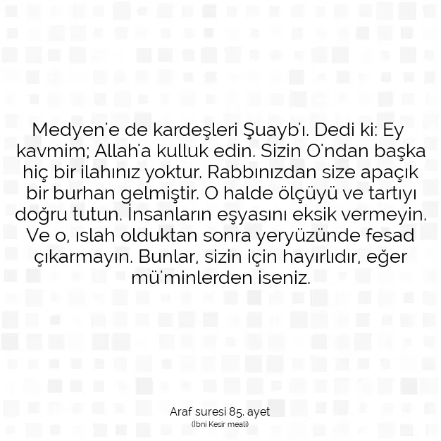 Ayetbul | Kuran Mealleri | Quran | Araf suresi 85. ayet