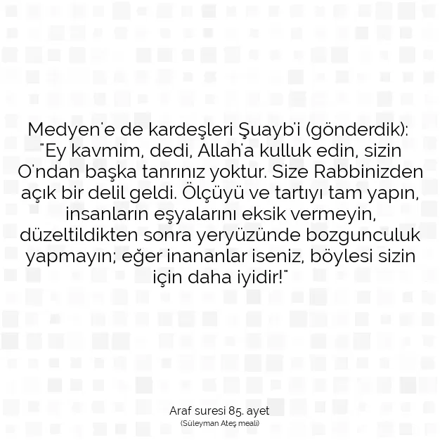 Ayetbul | Kuran Mealleri | Quran | Araf suresi 85. ayet