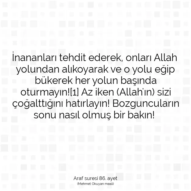 Ayetbul | Kuran Mealleri | Quran | Araf suresi 86. ayet