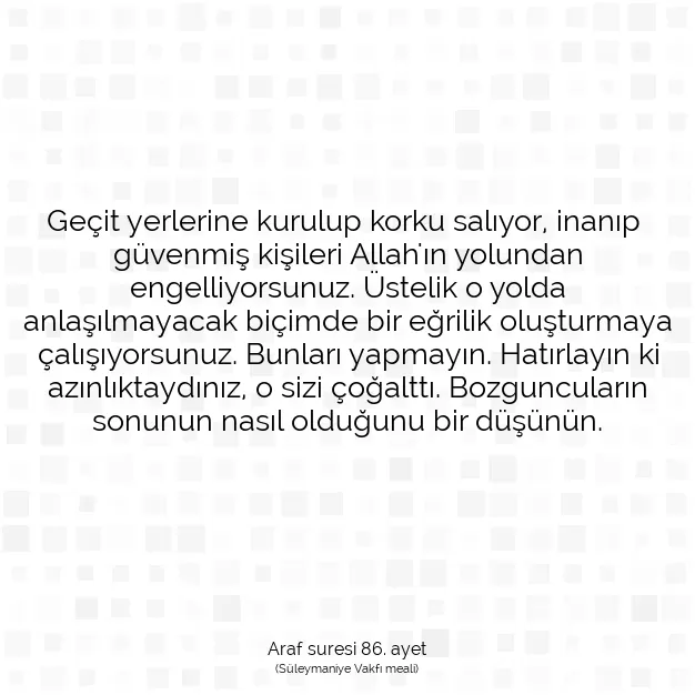 Ayetbul | Kuran Mealleri | Quran | Araf suresi 86. ayet