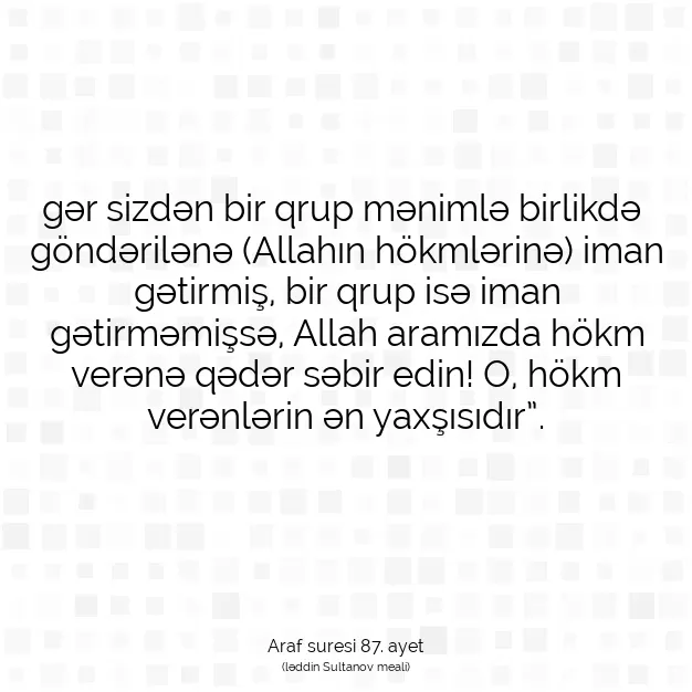 Ayetbul | Kuran Mealleri | Quran | Araf suresi 87. ayet